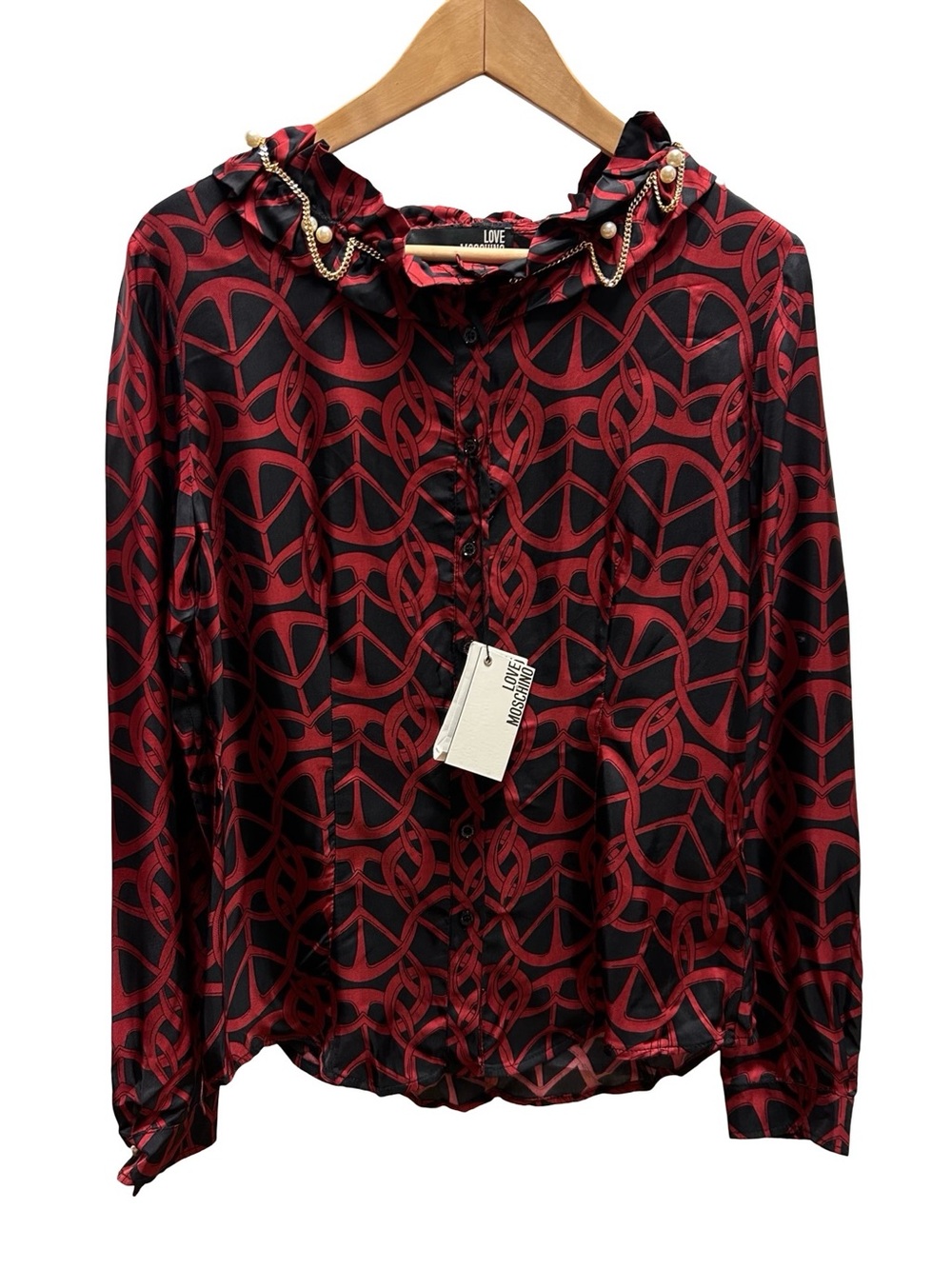 brand new with tags Burgundy and black LOVE MOSCHINO blouse